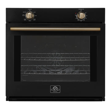 Forno Espresso Vomero 30-Inch Electric Single Wall Oven, 5.0 cu. ft., Black with Antique Brass Accents (Model FBOEL1370-30BLK)