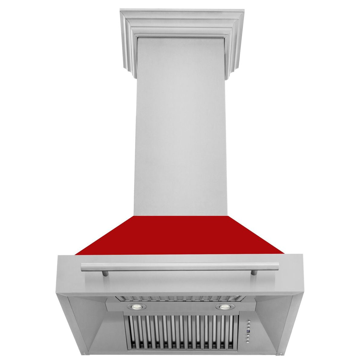 ZLINE 30 Inch Wall Mount Range Hood 400 CFM Stainless Steel with Red Matte Shell and Stainless Steel Handle (8654STX-RM-30)