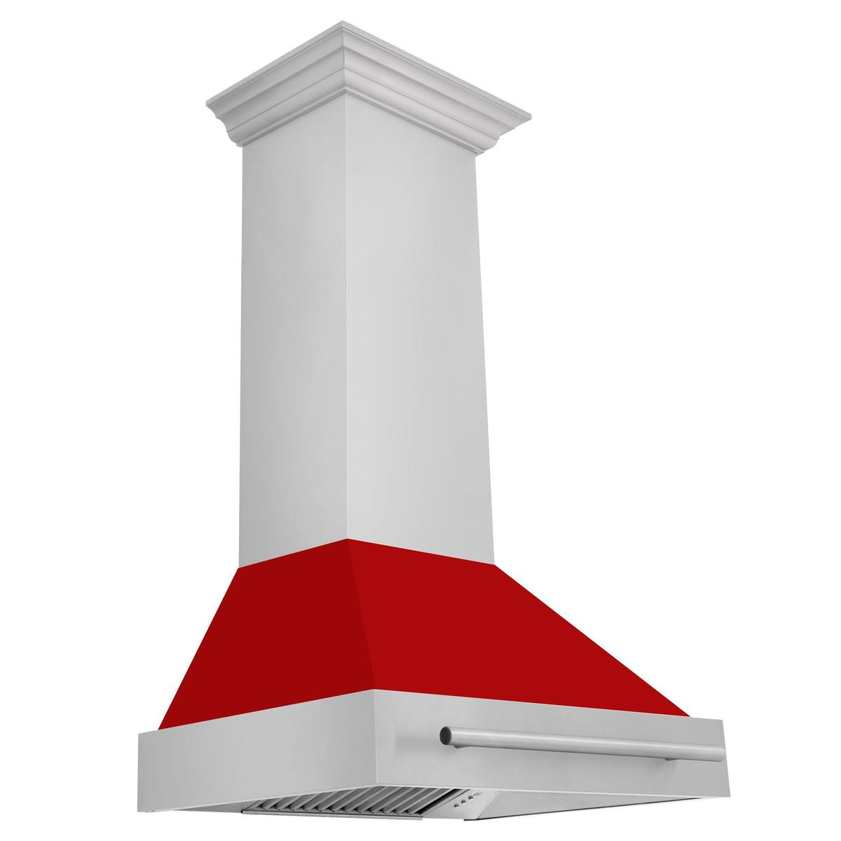 ZLINE 30 Inch Wall Mount Range Hood 400 CFM Stainless Steel with Red Matte Shell and Stainless Steel Handle (8654STX-RM-30)