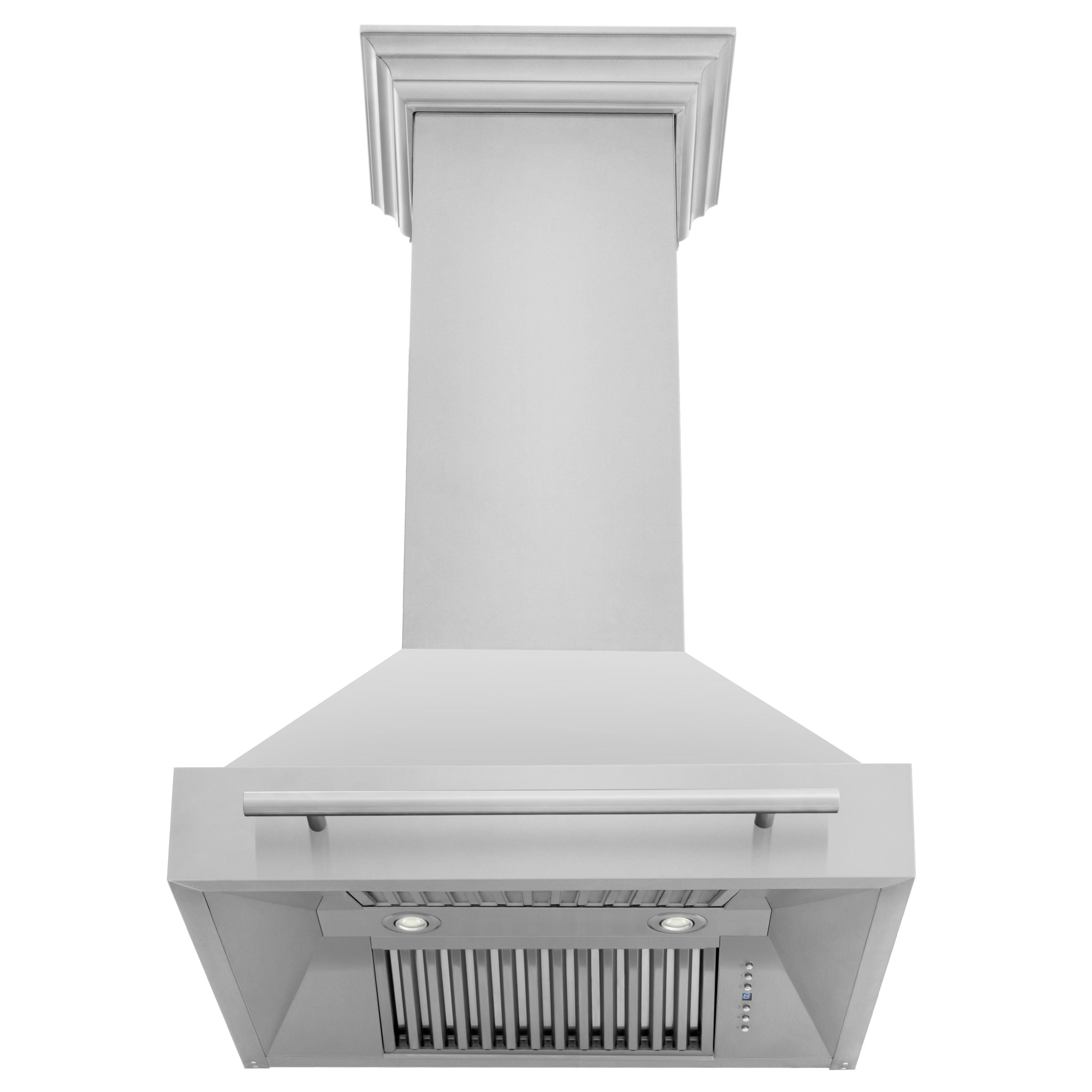 ZLINE 30 in. Wall Mount Range Hood, Stainless Steel, 400 CFM, Stainless Steel Handle (8654STX-30)