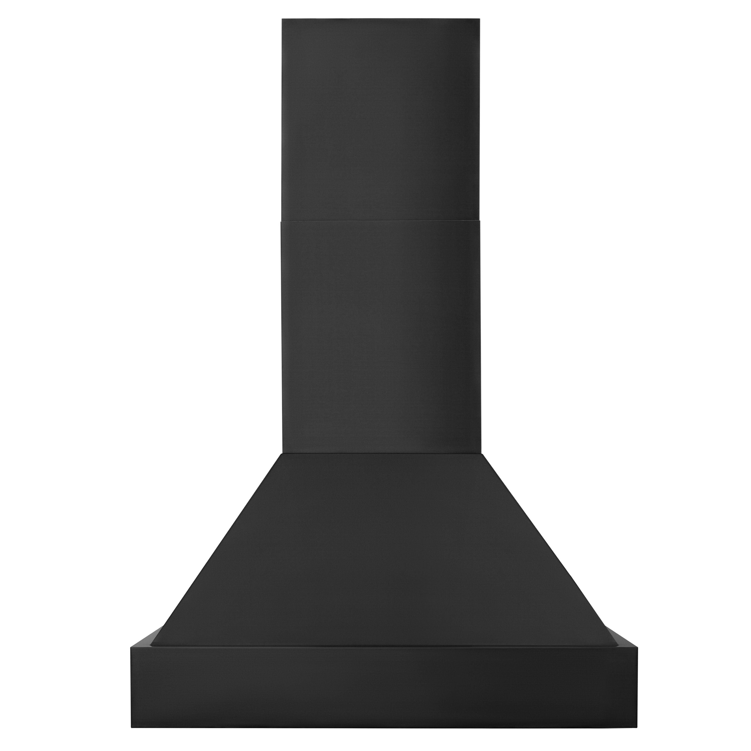 ZLINE 30 in. Wall Mount Range Hood 400 CFM Black Stainless Steel Push Button Controls LED Lighting (BS655N-30)