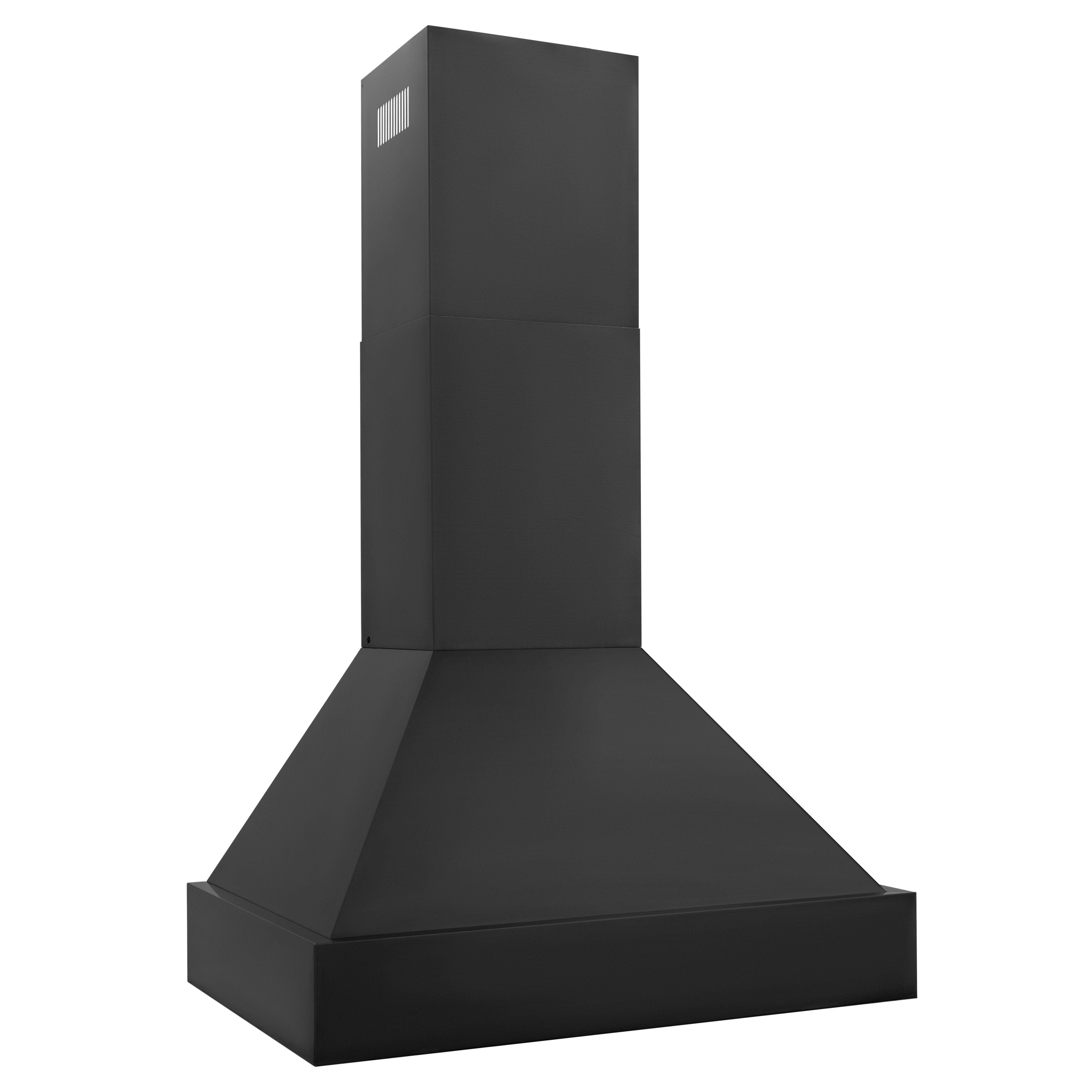 ZLINE 30 in. Wall Mount Range Hood 400 CFM Black Stainless Steel Push Button Controls LED Lighting (BS655N-30)