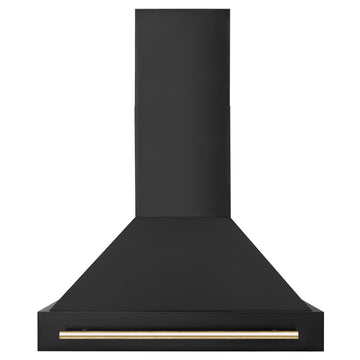 ZLINE 36 in. Wall Mount Range Hood Black Stainless Steel Autograph Edition Gold Handle 400 CFM (BS655Z-36-G)