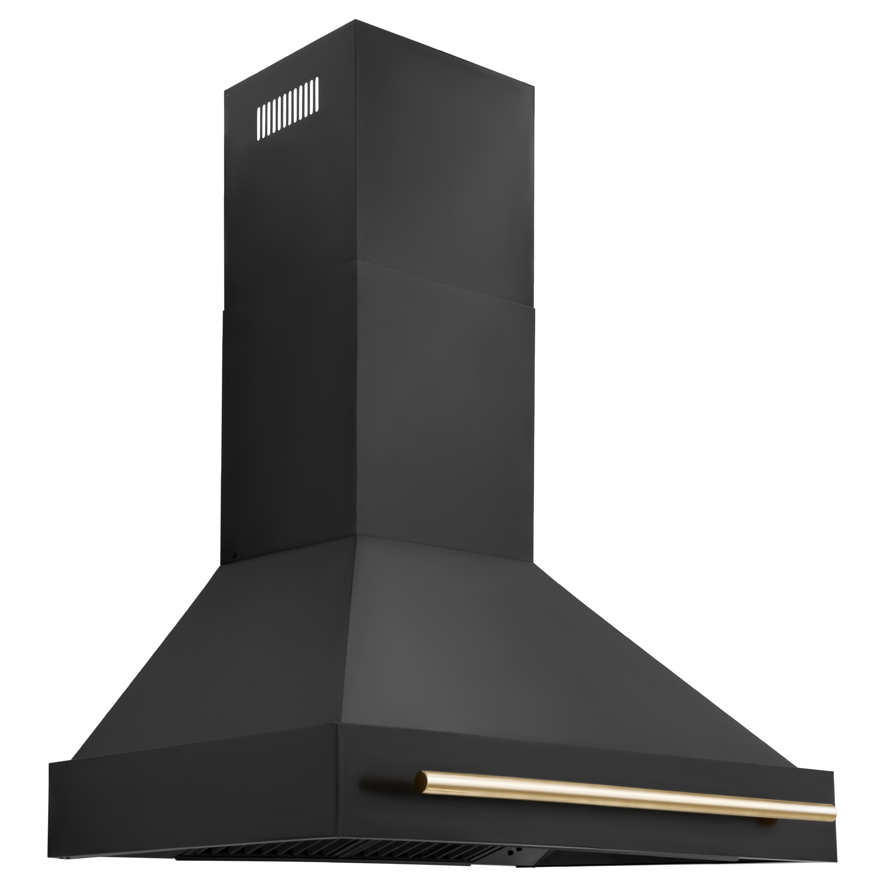 ZLINE 36 in. Wall Mount Range Hood Black Stainless Steel Autograph Edition Gold Handle 400 CFM (BS655Z-36-G)