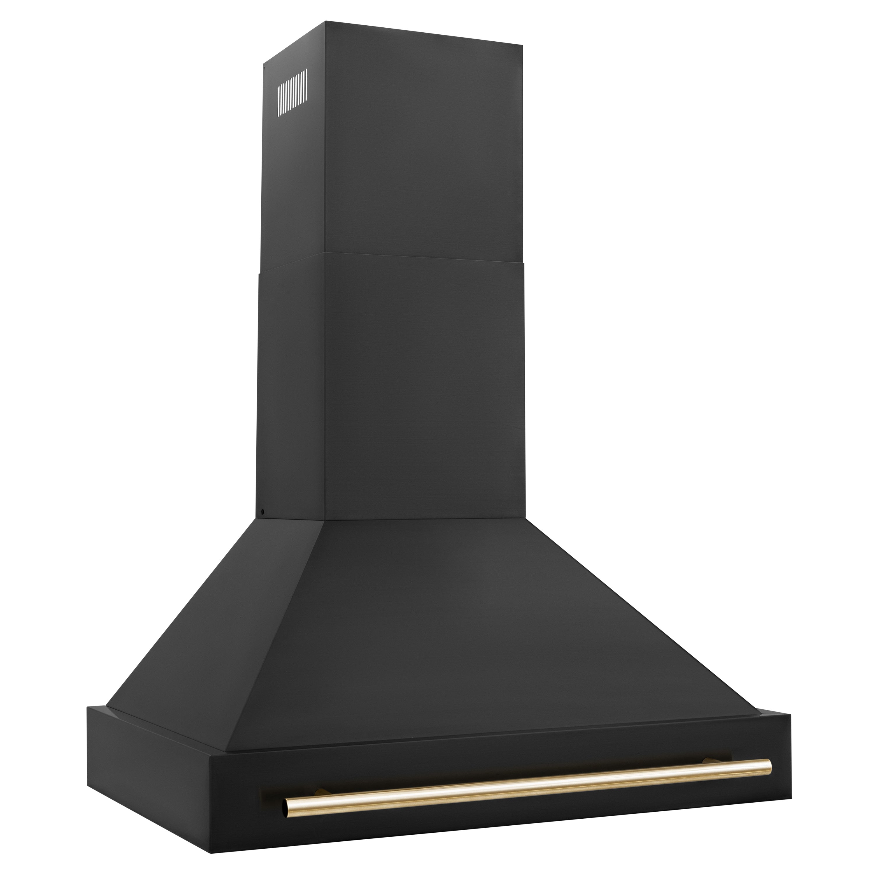 ZLINE 36 in. Wall Mount Range Hood Black Stainless Steel Autograph Edition Gold Handle 400 CFM (BS655Z-36-G)