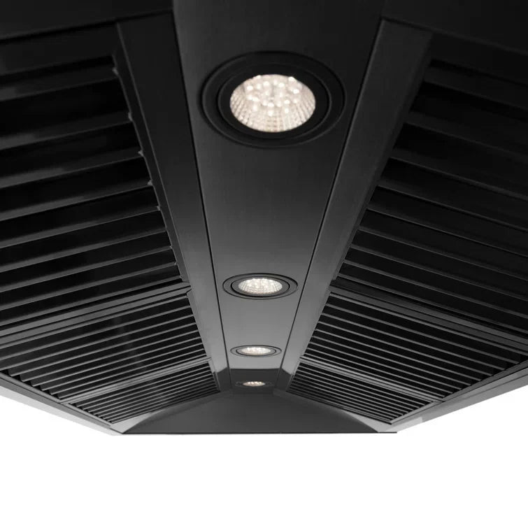 ZLINE 48-Inch Wall Mount Range Hood Black Stainless Steel Finish with Black Handle 700 CFM (BS655-48-BS)