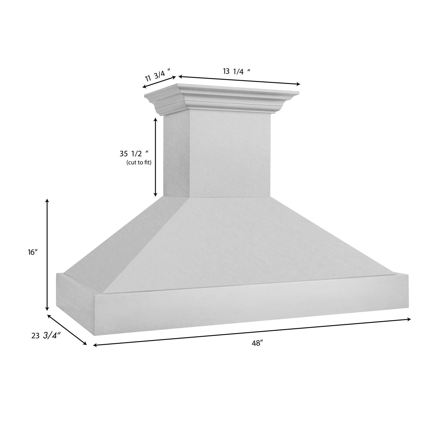 ZLINE 48 in. Wall Mount Range Hood – Satin Stainless Steel – 4-Speed Fan – 400 CFM – Stainless Steel Handle (8654SNX-48)