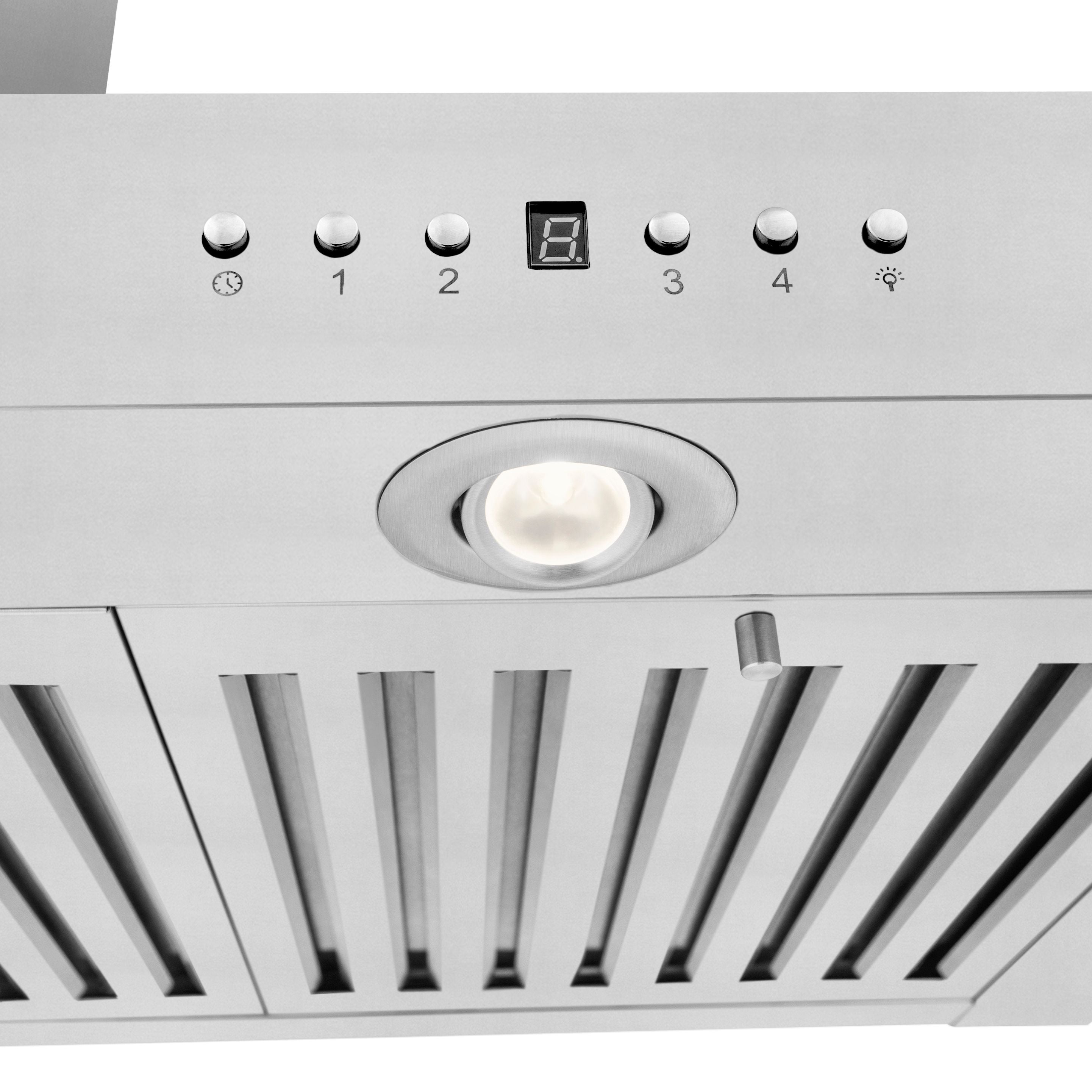 ZLINE 48 in. Wall Mount Range Hood Convertible Vent Stainless Steel 4-Speed LED Lighting (KE-48)