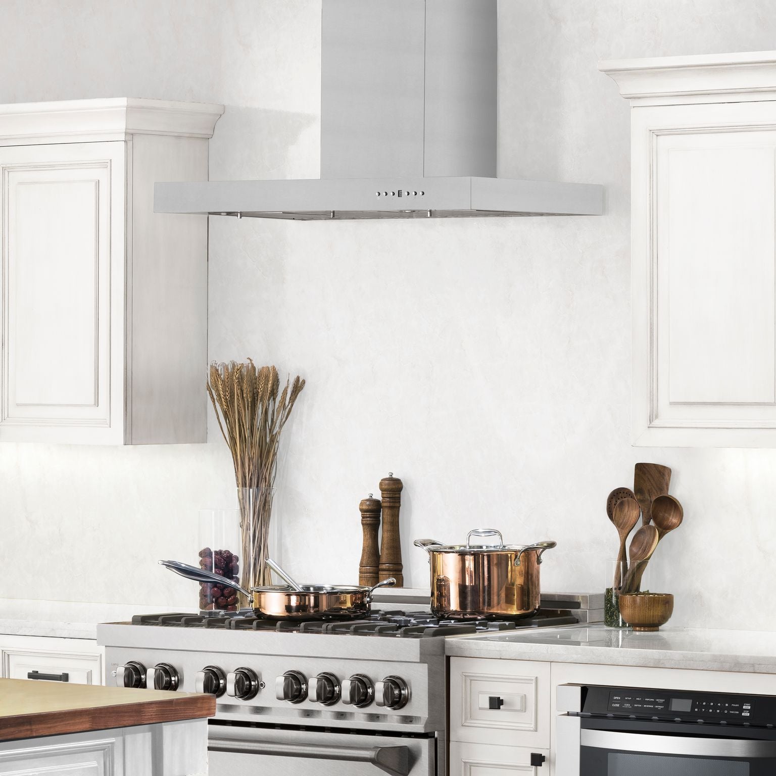 ZLINE 48 in. Wall Mount Range Hood Convertible Vent Stainless Steel 4-Speed LED Lighting (KE-48)