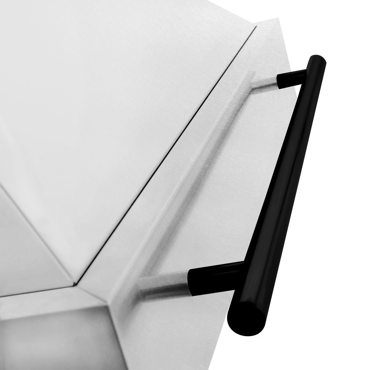 ZLINE 36 Inch Wall Mount Range Hood Satin Stainless Steel Matte Black Handle 8654SNZ-36-MB