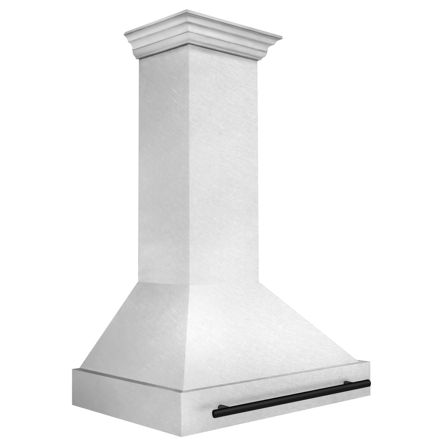 ZLINE 36 Inch Wall Mount Range Hood Satin Stainless Steel Matte Black Handle 8654SNZ-36-MB