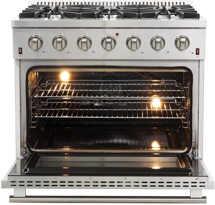 FORNO Appliance Package - 36 Inch Gas Range, Wall Mount Range Hood, 60 Inch Refrigerator, AP-FFSGS6244-36-4