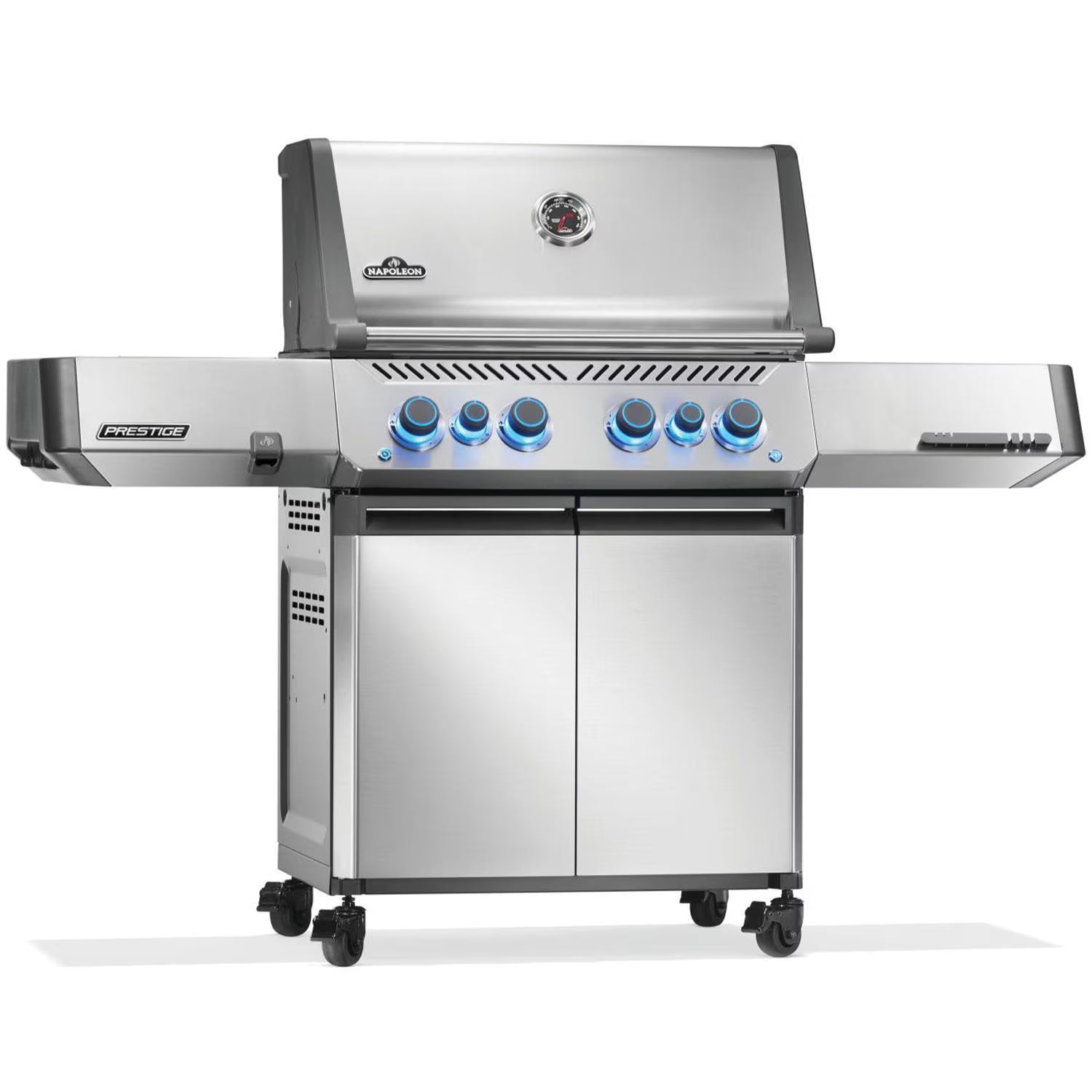 Napoleon Prestige 500 Propane Gas Grill, 4-Burner with Rotisserie Kit and Infrared Side Burner, Stainless Steel (P500VRSIBPSS)