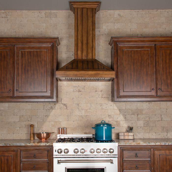 ZLINE 36 in. Wall Mount Range Hood – Rustic Light Wood Finish – Wooden Design – KPLL-36