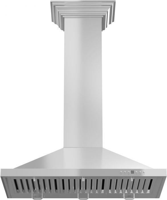 ZLINE 48 in Wall Mount Range Hood Stainless Steel Convertible Vent Crown Molding (KBCRN-48)