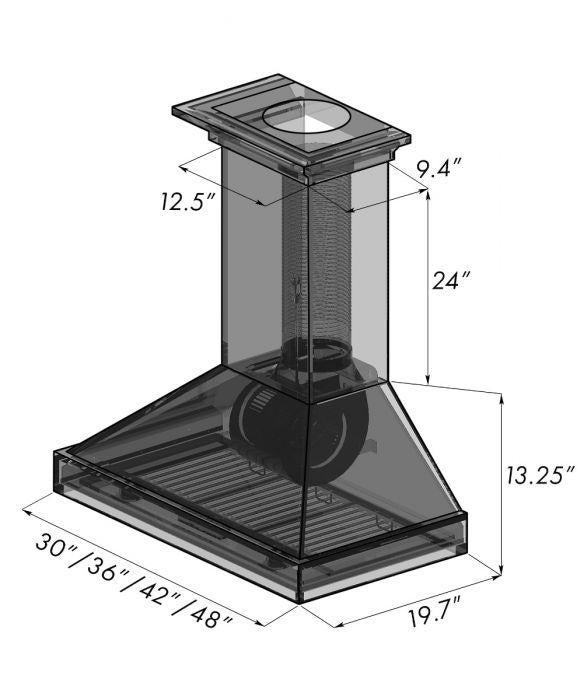 ZLINE 48 in. Wall Mount Range Hood in Antigua Wood and Walnut Finish, KBAR-48