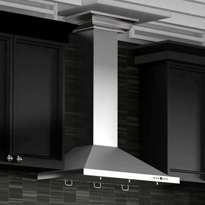 ZLINE 48 in Wall Mount Range Hood Stainless Steel Convertible Vent Crown Molding (KBCRN-48)
