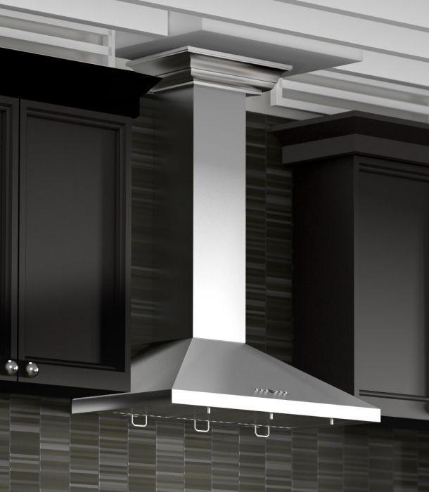 ZLINE 48" Wall Mount Range Hood Convertible Vent Stainless Steel with Crown Molding (KL2CRN-48)