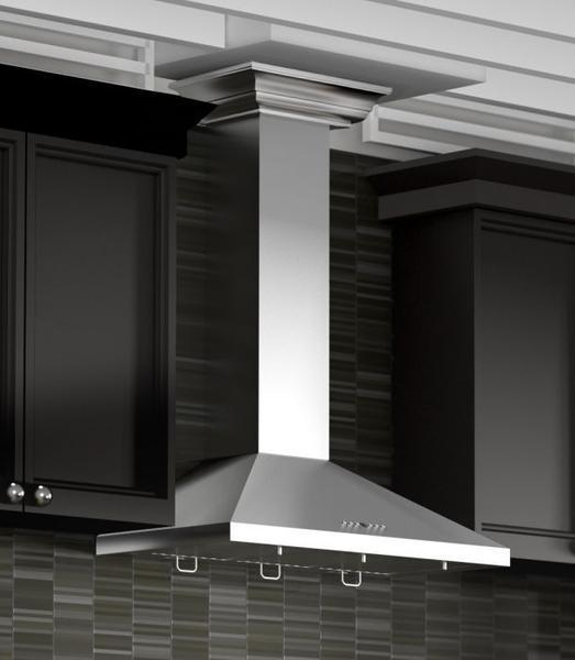 ZLINE 36 in. Wall Mount Range Hood Convertible Vent Stainless Steel with Crown Molding (KL2CRN-36)