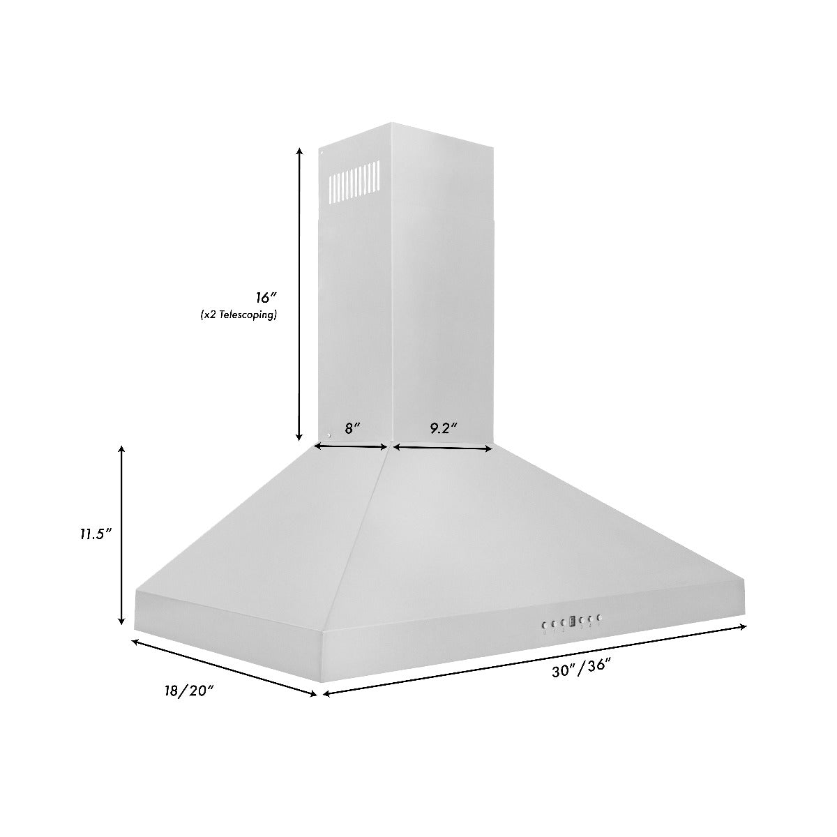 ZLINE 30 in Wall Mount Range Hood Convertible Vent Stainless Steel 400 CFM (KL3-30)