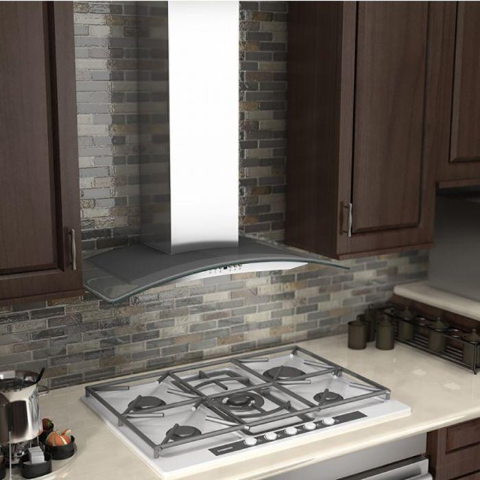 ZLINE 36 in Wall Mount Range Hood Convertible Vent Stainless Steel & Glass 4-Speed 700 CFM (KN4-36)