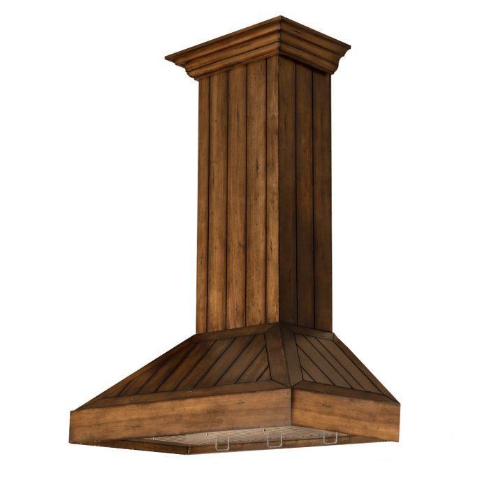 ZLINE 36 in. Wall Mount Range Hood – Rustic Light Wood Finish – Wooden Design – KPLL-36