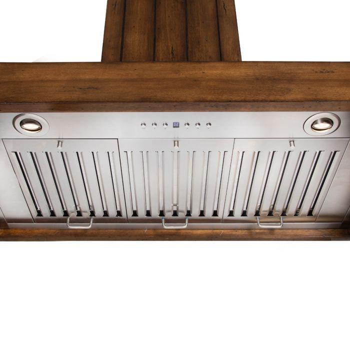 ZLINE 36 in. Wall Mount Range Hood – Rustic Light Wood Finish – Wooden Design – KPLL-36