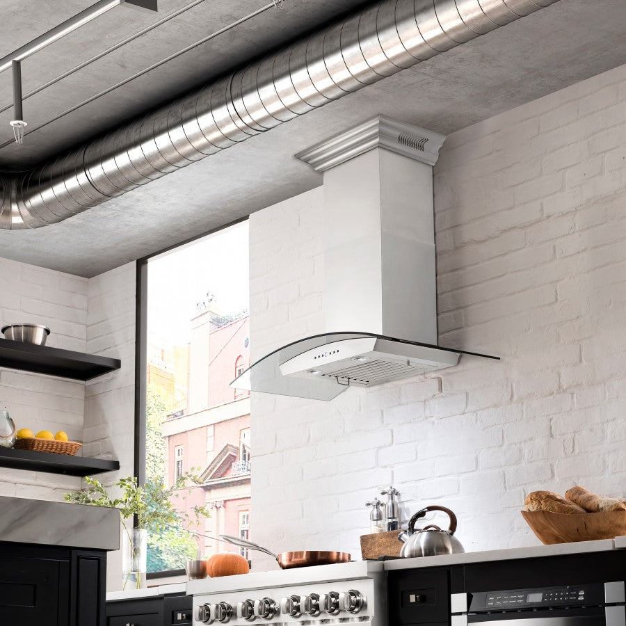 ZLINE 30 in Wall Mount Range Hood Stainless Steel CrownSound Bluetooth Speakers 400 CFM (KZCRN-BT-30)