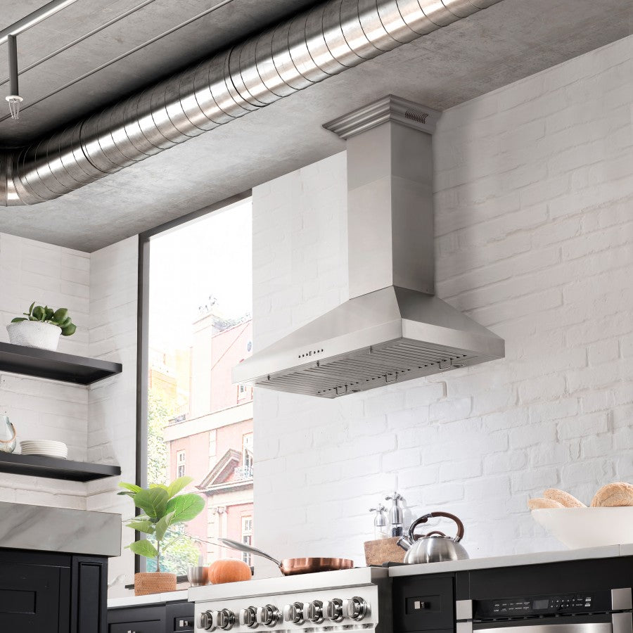ZLINE 48 in. Wall Mount Range Hood Stainless Steel CrownSound® Bluetooth Speakers 700 CFM (KL3CRN-BT-48)