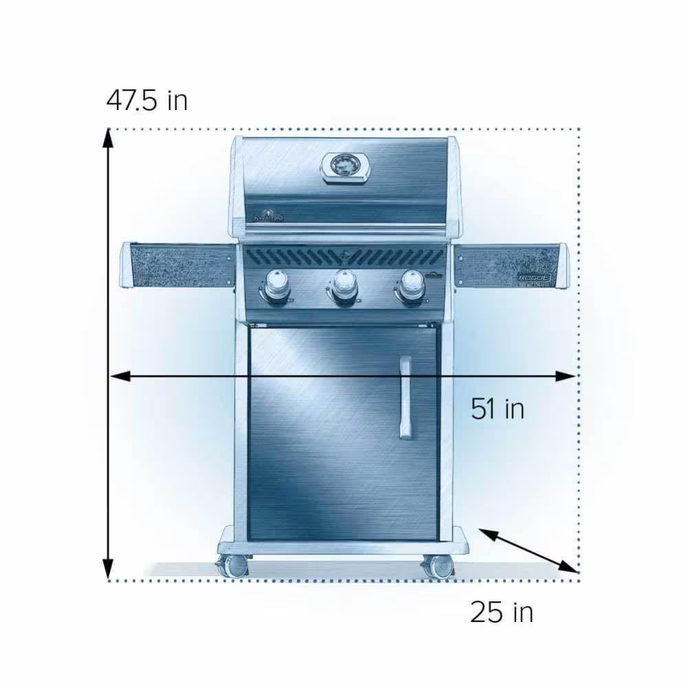 Napoleon Rogue 425 Propane Gas Grill, 3 Burners, Stainless Steel (Model R425PSS-2)
