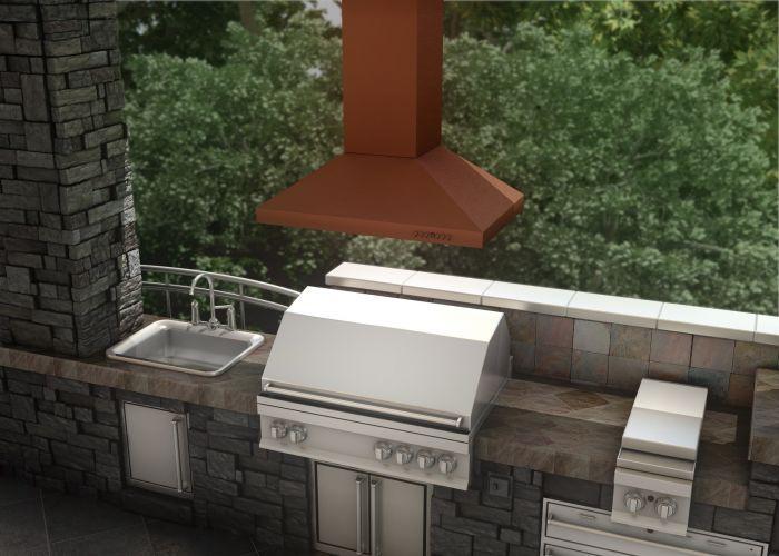 ZLINE 36 in Island Range Hood Copper Finish 4-Speed Fan LED Lighting 400 CFM (8KL3iC-36)