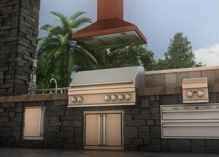 ZLINE 36 in Island Range Hood Copper Finish 4-Speed Fan LED Lighting 400 CFM (8KL3iC-36)