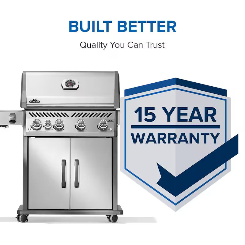 Napoleon Rogue PRO 525 4-Burner Propane Gas Grill with Infrared Side Burner, Stainless Steel (RP525SIBPSS-2)