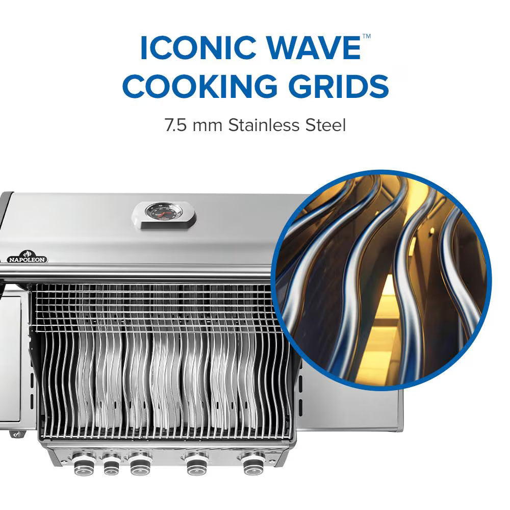 Napoleon Rogue PRO 525 4-Burner Propane Gas Grill with Infrared Side Burner, Stainless Steel (RP525SIBPSS-2)