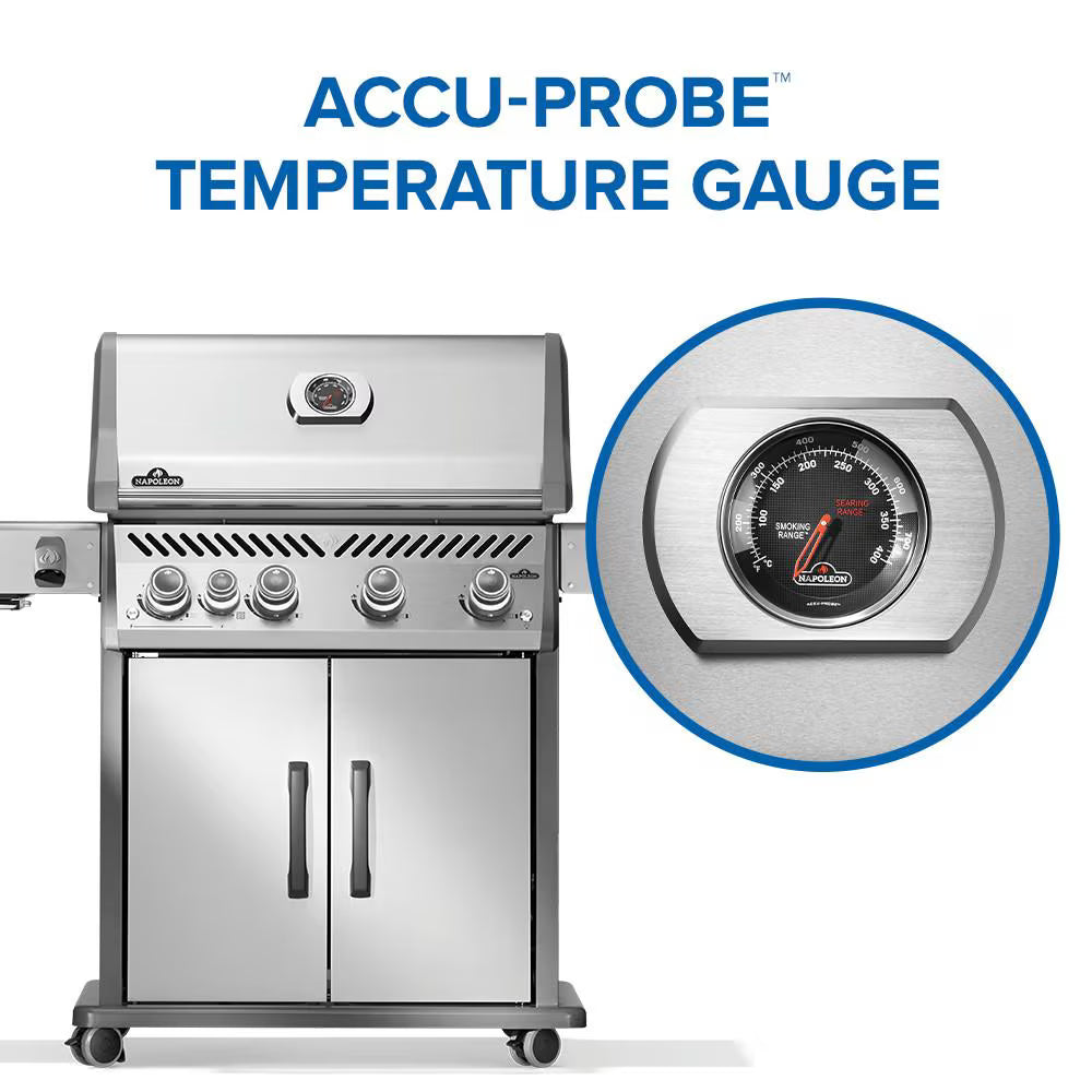 Napoleon Rogue PRO 525 4-Burner Propane Gas Grill with Infrared Side Burner, Stainless Steel (RP525SIBPSS-2)