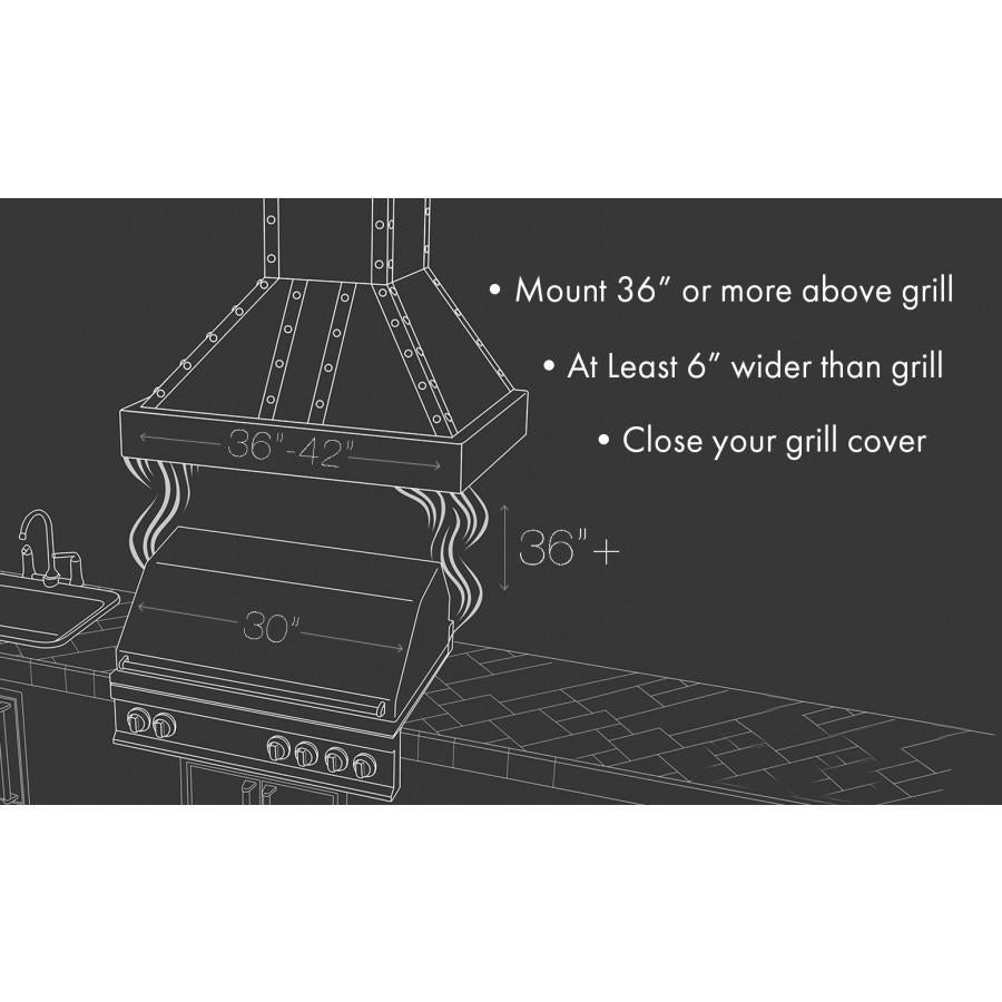 ZLINE 48 in. Wall Mount Range Hood Outdoor Stainless Steel Ducted 760 CFM (697-304-48)