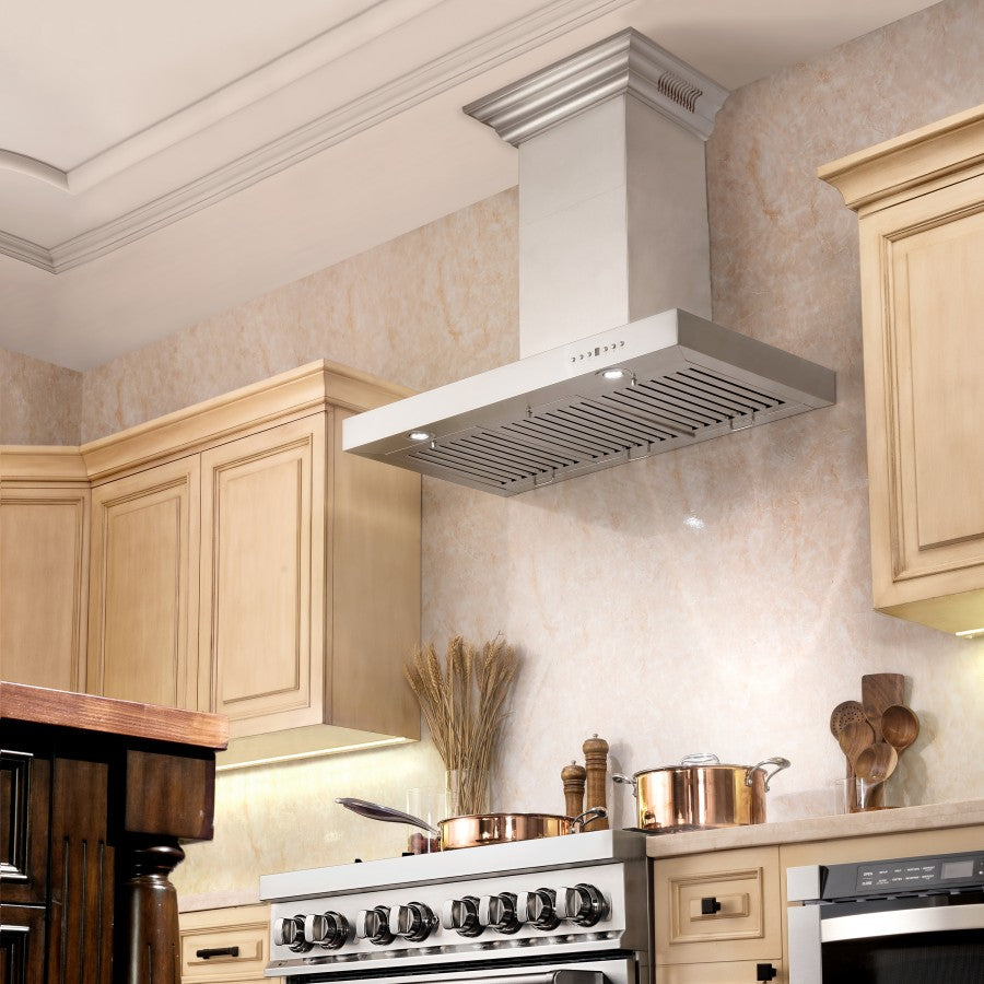 ZLINE 30 in. Wall Mount Range Hood 400 CFM Stainless Steel CrownSound Bluetooth Speakers (KECRN-BT-30)