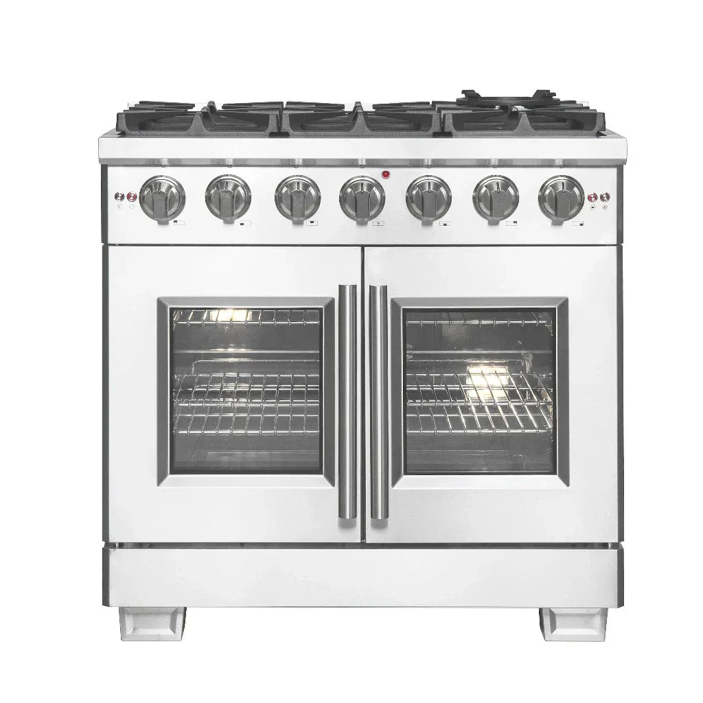 Forno Capriasca 36-Inch Freestanding All-Gas Range with French Door, 5.36 cu. ft. Oven, Stainless Steel (Model FFSGS6460-36)