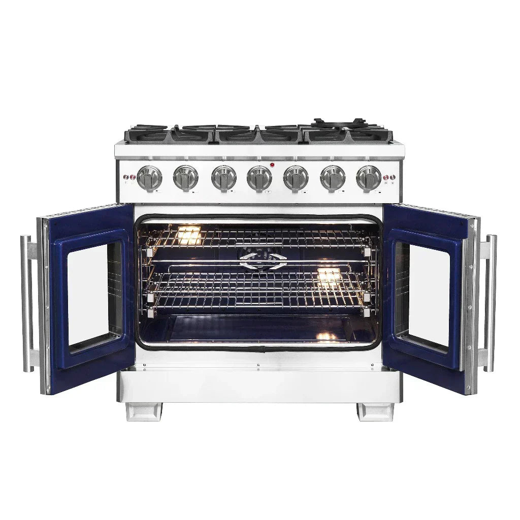 Forno Capriasca 36-Inch Freestanding All-Gas Range with French Door, 5.36 cu. ft. Oven, Stainless Steel (Model FFSGS6460-36)
