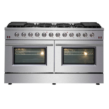 Forno Galiano 60-Inch Freestanding All-Gas Range with Double Gas Oven, 6.58 cu. ft., Stainless Steel with Gold Accents (FFSGS6244-60)