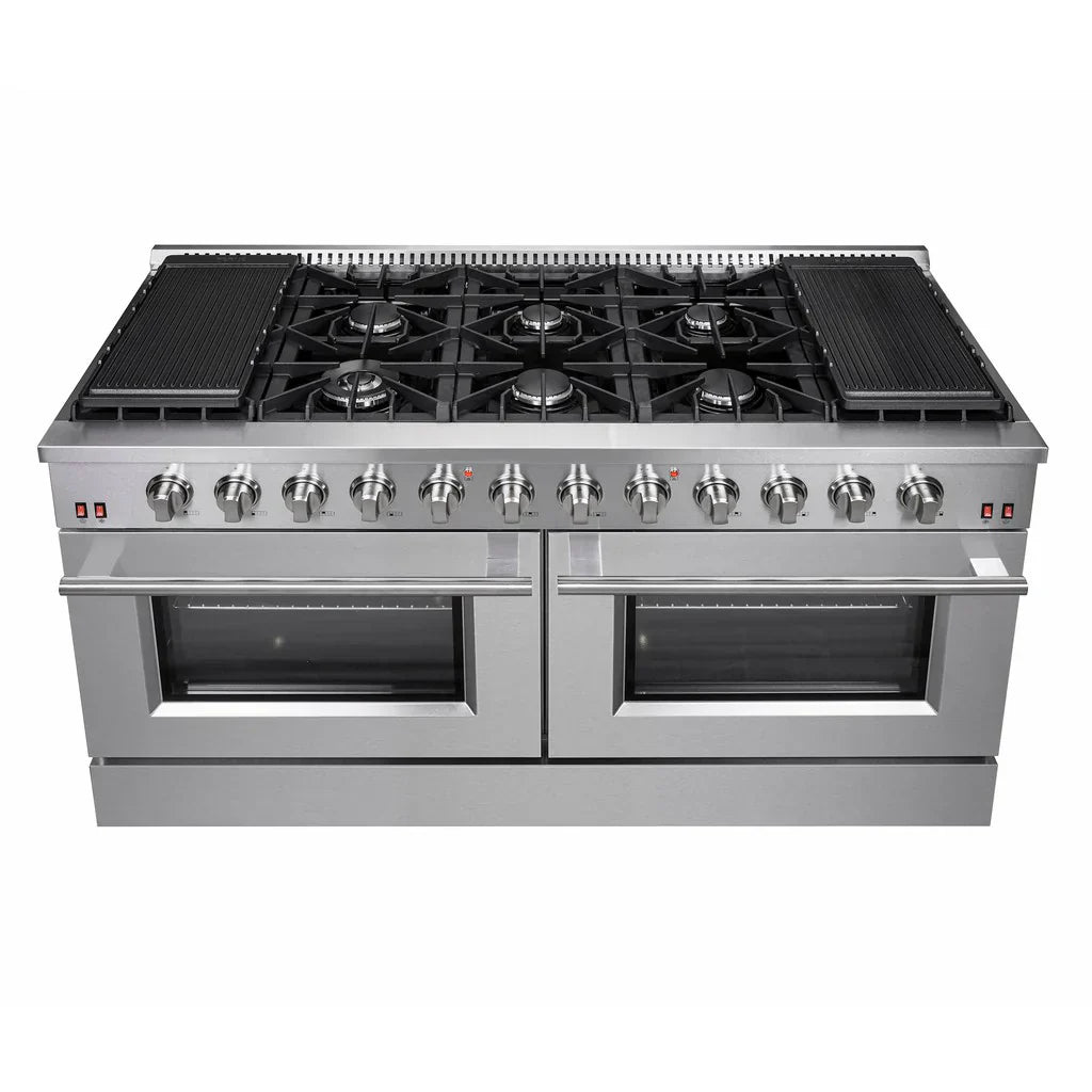 Forno Galiano 60-Inch Freestanding All-Gas Range with Double Gas Oven, 6.58 cu. ft., Stainless Steel with Gold Accents (FFSGS6244-60)