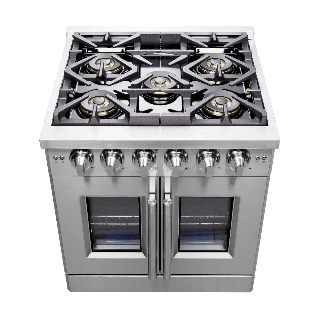 Forno Capriasca 30-Inch Freestanding All-Gas Range with French Door, 4.32 Cu. Ft., Stainless Steel (FFSGS6460-30)
