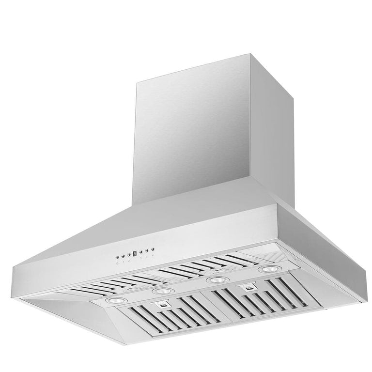 FORNO Package - 36" Electric French Door Range and Wall Mount Range Hood, AP-FFSEL6917-36-2PK-1