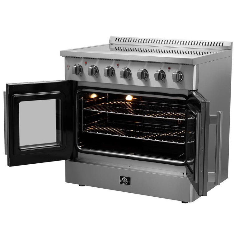 FORNO Package - 36" Electric French Door Range, Wall Mount Range Hood and Dishwasher, AP-FFSEL6917-36-3PK-2