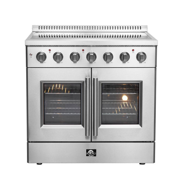 FORNO Package - 36" Electric French Door Range, Wall Mount Range Hood and Dishwasher, AP-FFSEL6917-36-3PK-2