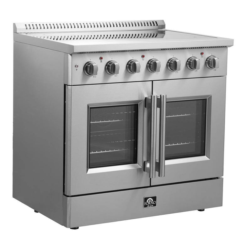 FORNO Package - 36" Electric French Door Range and Wall Mount Range Hood, AP-FFSEL6917-36-2PK-1