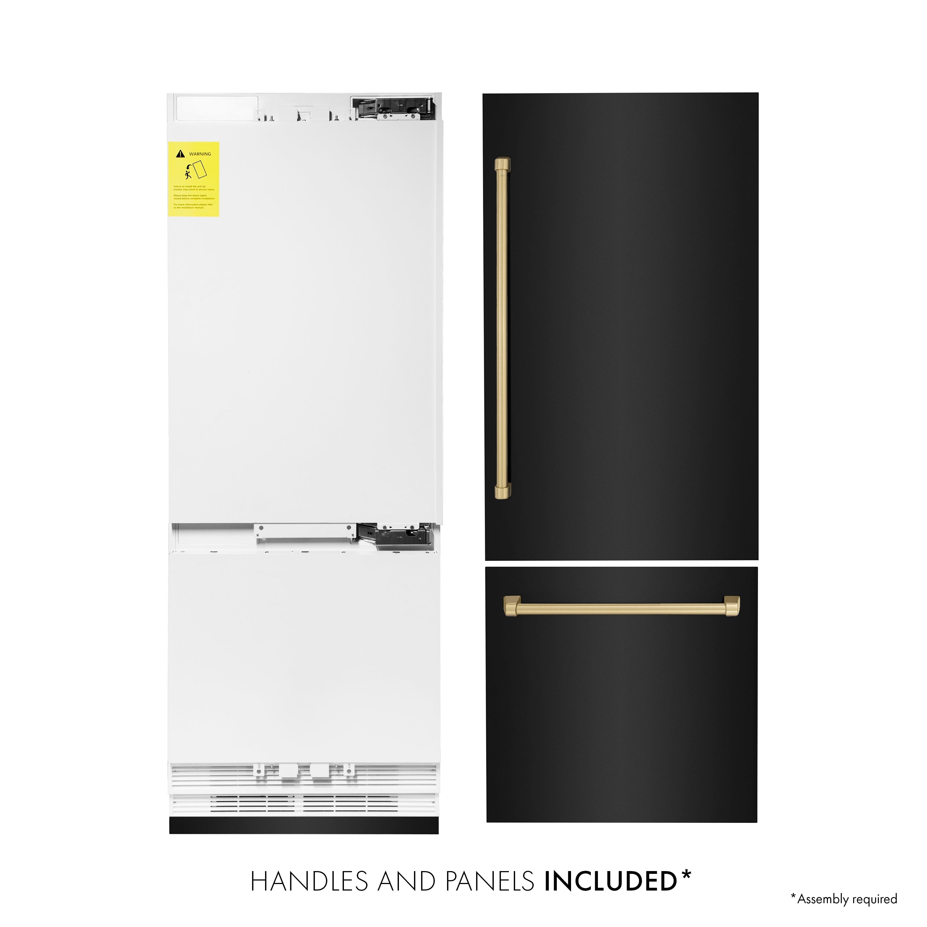 ZLINE 30 in. Built-In Refrigerator with Internal Water & Ice Dispenser, Black Stainless Steel, Bronze Accents (RBIVZ-BS-30-CB)
