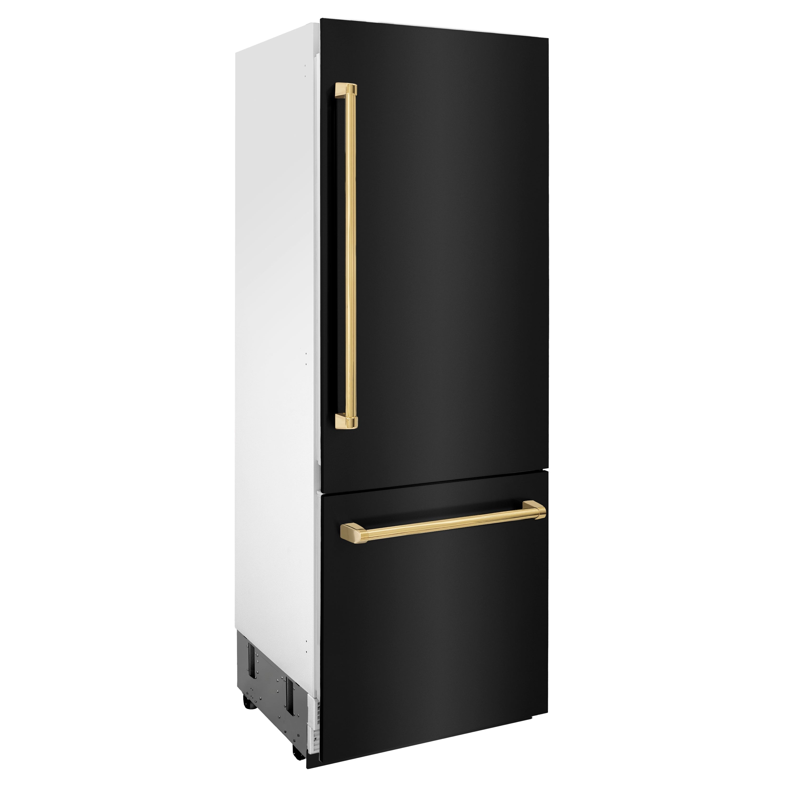 ZLINE 30 in. Built-In Refrigerator 16.1 cu. ft. Black Stainless Steel Internal Water & Ice Dispenser Gold Accents (RBIVZ-BS-30-G)