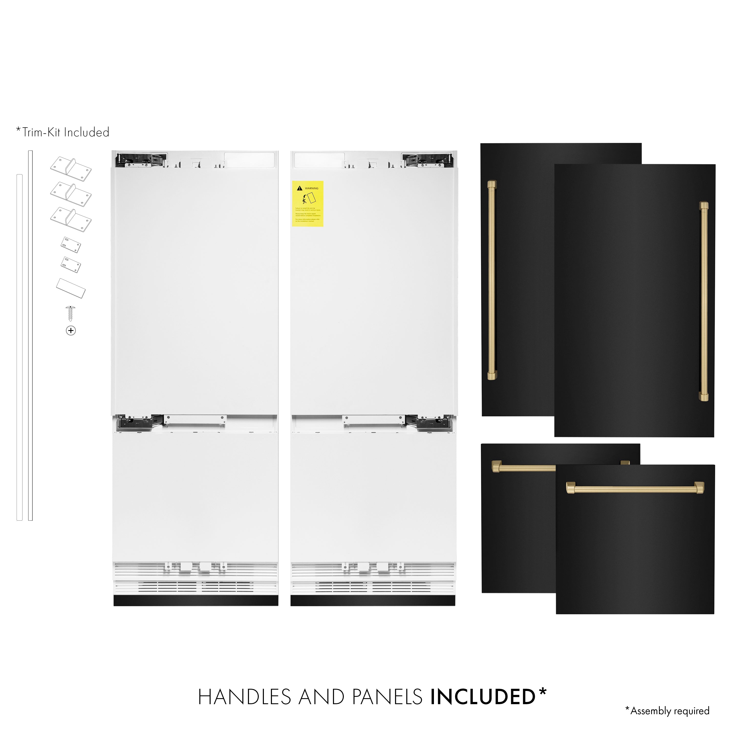 ZLINE 60 Inch Built-In Refrigerator – Black Stainless Steel – Internal Water & Ice Dispenser – Bronze Accents (RBIVZ-BS-60-CB)