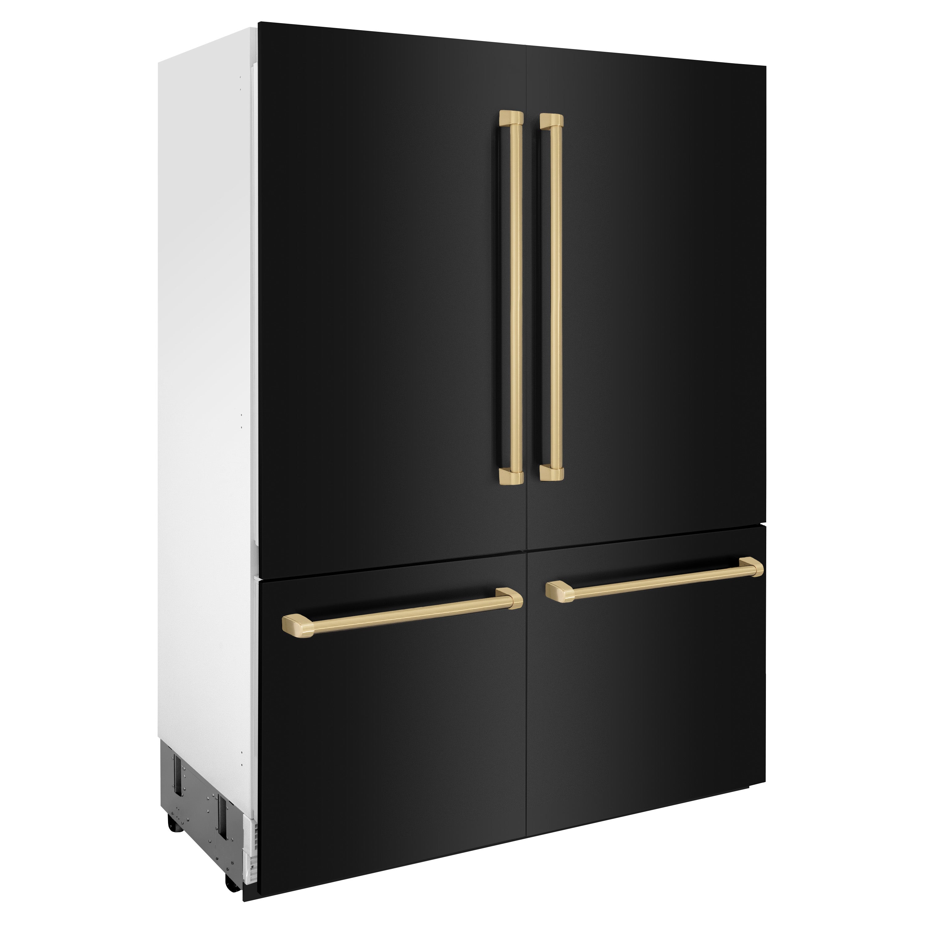 ZLINE 60 Inch Built-In Refrigerator – Black Stainless Steel – Internal Water & Ice Dispenser – Bronze Accents (RBIVZ-BS-60-CB)